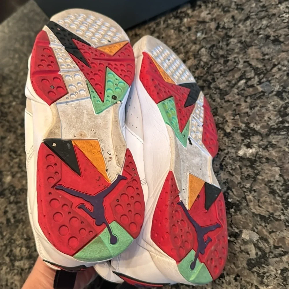 Air Jordan 7 Retro White and Red Sneakers EUC 10.5